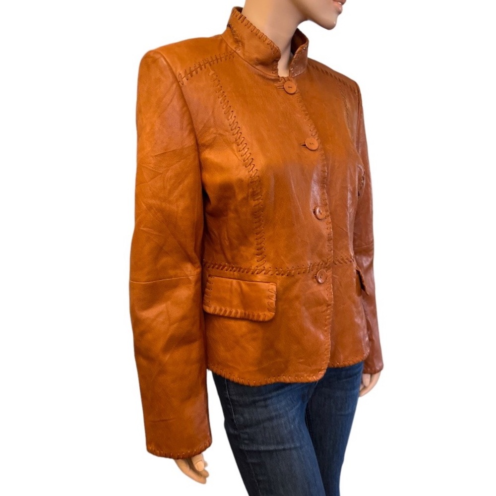 Ellen Tracy 100% Leather Bohemian Jacket Size 16 in good preowned condition - Picture 12 of 16